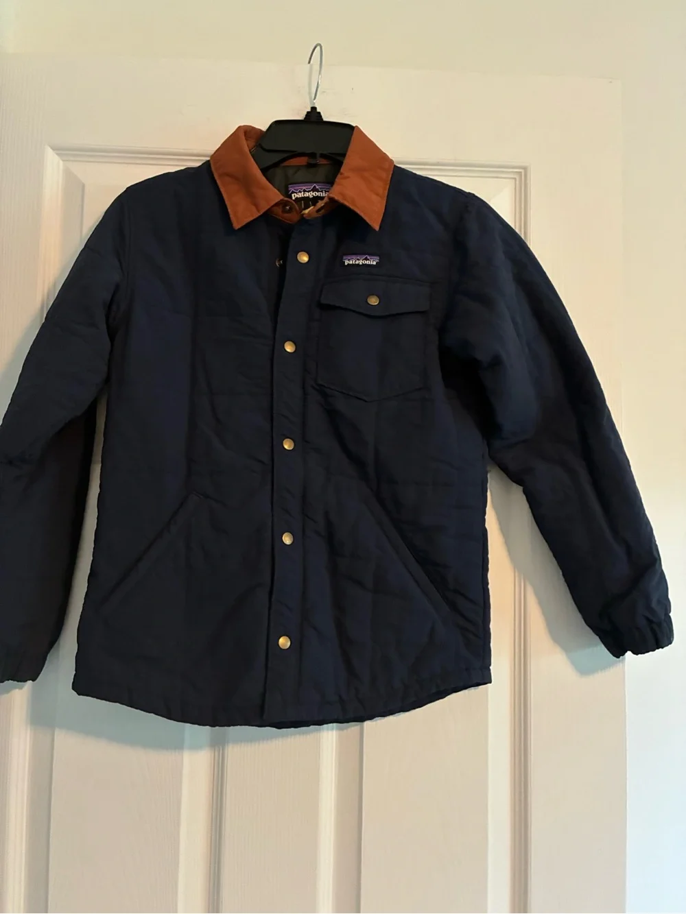 Patagonia Quilted Shacket Jacket Kids Boys Size 12 Navy Blue Coat